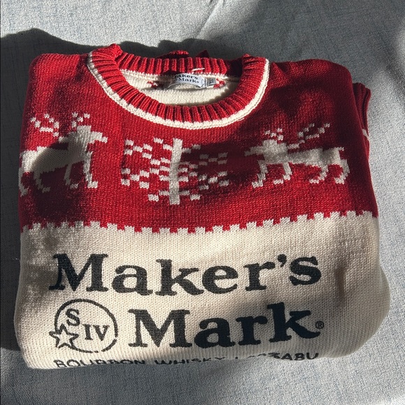 NWOT. Mens. Maker’s Mark. Red and Cream Men's Sweater XL - Picture 3 of 13
